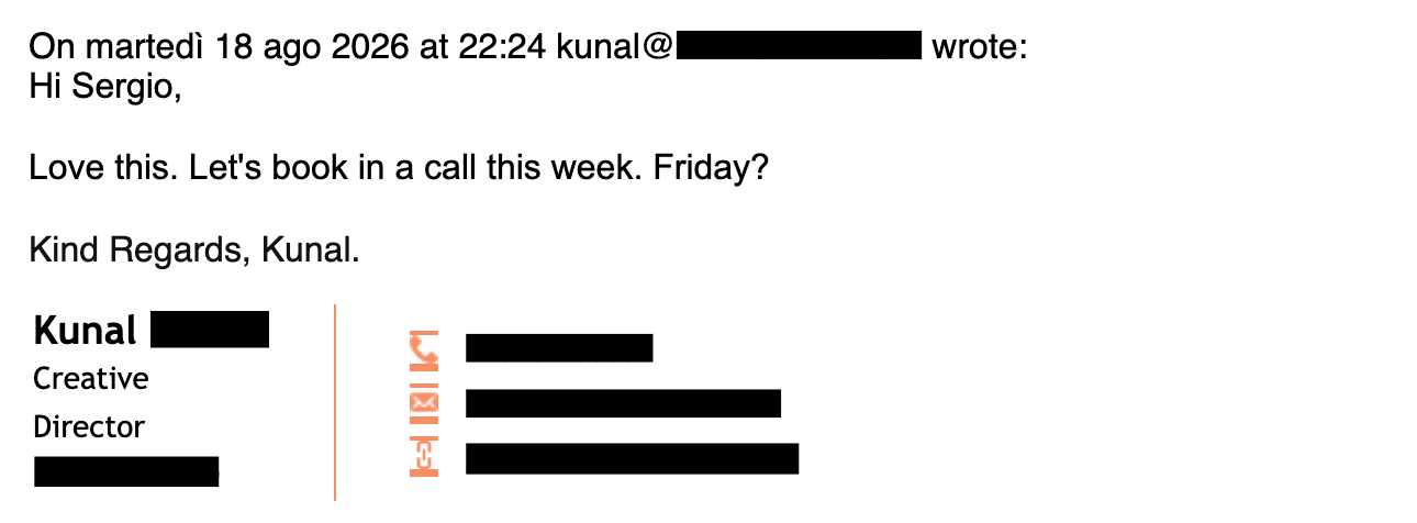 Email reply from a prospect